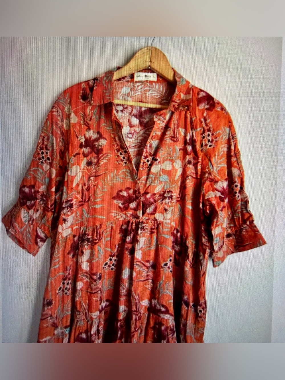 Natural Life Bohemian Floral Tiered Midi Dress in Orange Med - Picture 3 of 5